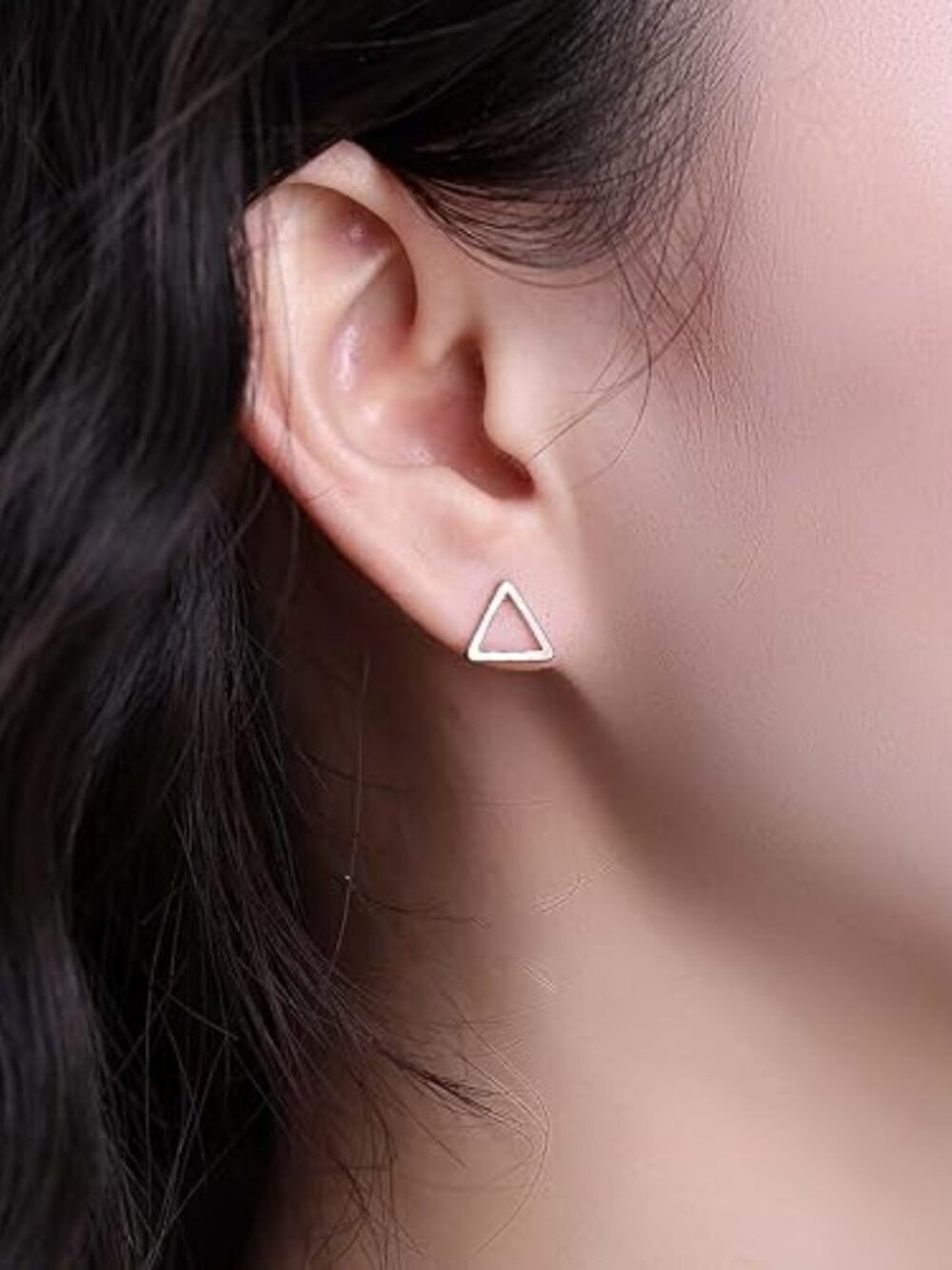 Geometric Stud Earrings – Gold Hollow Open Triangle Minimalist Stackable Studs